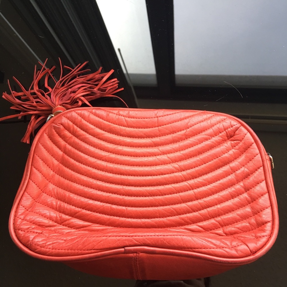 Quilted leather red tassel mini crossbody - Picture 4 of 6